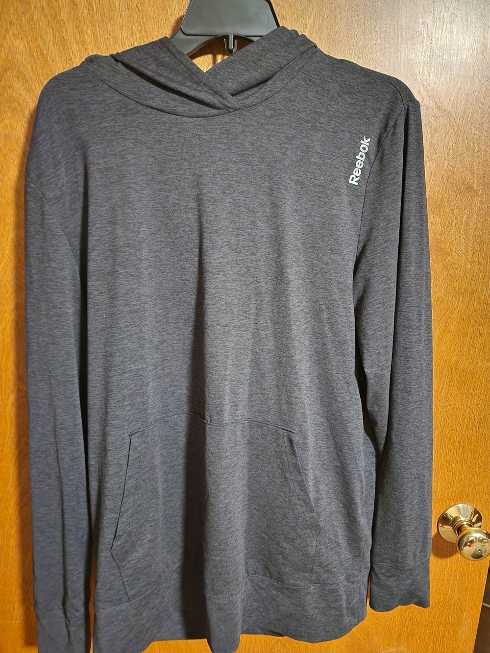 Reebok Men’s Dark Gray Hooded Long-Sleeve Pullover